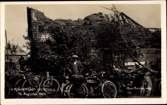 Postcard Borculo Gelderland, storm disaster 10. August 1925, Ruurlosche road