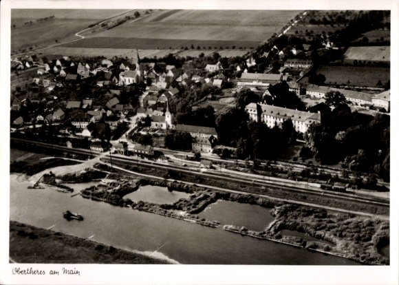 Postcard Obertheres Theres in Lower Franconia, aerial photograph