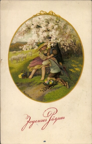 passe-partout KP Gratulacje Wielkanocne, dzieci, pisanki