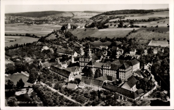 Ak Schöntal an der Jagst Württemberg, Kloster Schönthal, Luftaufnahme Kloster Schöntal, Landschaf
