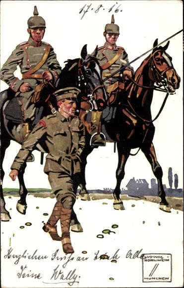 Artist PC Hohlwein, Ludwig, German soldiers, cavalry