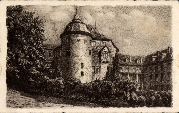Artist Postcard Laubach in Hesse, count's castle from the north side