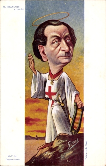 Artist Postcard Sirat, French writer François Coppée, Dreyfus affair, caricature