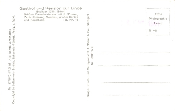 Ak Mainhardt in Württemberg, Fliegeraufnahme, Gasthof-Pension zur Linde