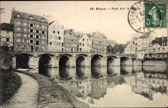 Ak Meaux Seine-et-Marne, Pont sur la Marne