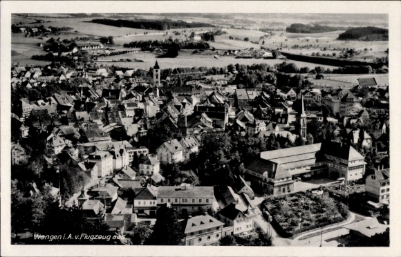 Postcard Wangen im Allgäu, aerial photograph