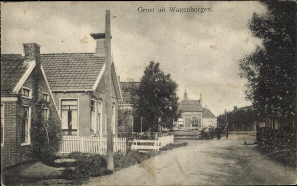 Ak Wagenborgen Groningen Nederland, straat, huizen