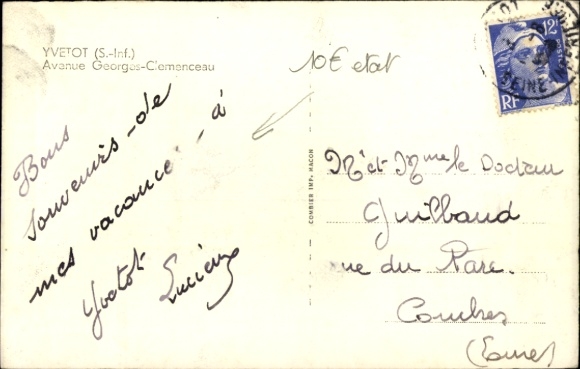 Postcard Yvetot Seine Maritime, Avenue Georges Clemenceau