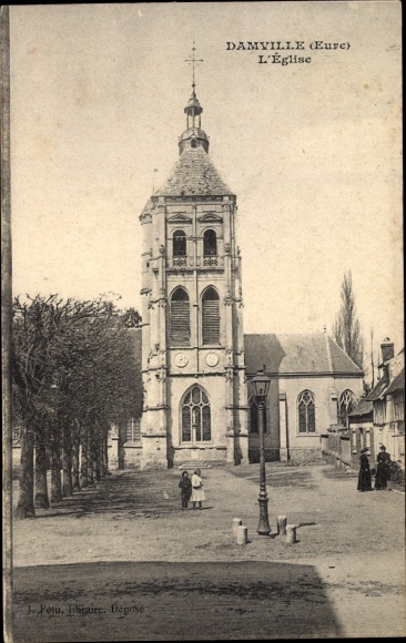 Postcard Damville Eure, The Church