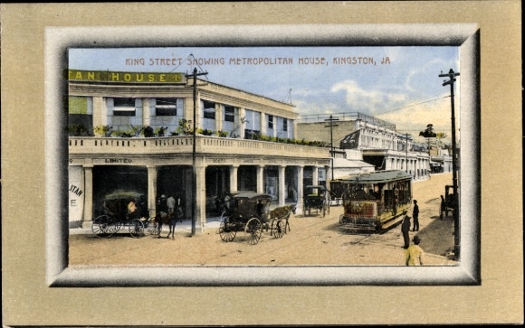 Passepartout Ak Kingston Jamaika, King Street, Metropolitan House