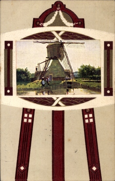 Embossed Passepartout PC Belgium, Windmill