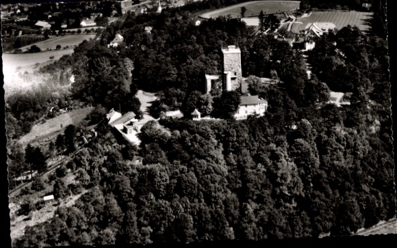 Ak Durlach Karlsruhe in Baden, Höhengaststätte und Kaffee zum Burghof, Fliegeraufnahme