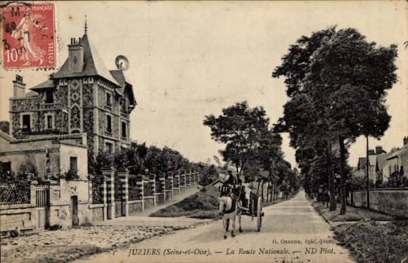 Postcard Juziers-Yvelines, The National Road