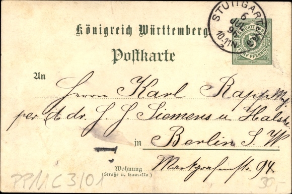 Postwaardestukken litho Stuttgart in Baden Württemberg, tentoonstelling 1896, PP 11 C 3 / 01