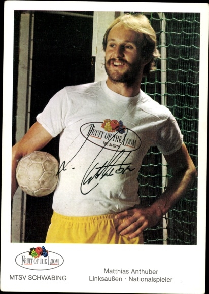 Postcard handball player Matthias Anthuber, autograph