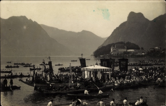 Postcard Traunkirchen am Traunsee Upper Austria, Corpus Christi procession