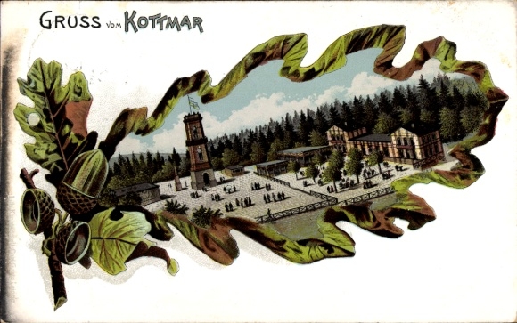 Eichenblatt Litho Kottmar in der Oberlausitz, Aussichtsturm, Restaurant
