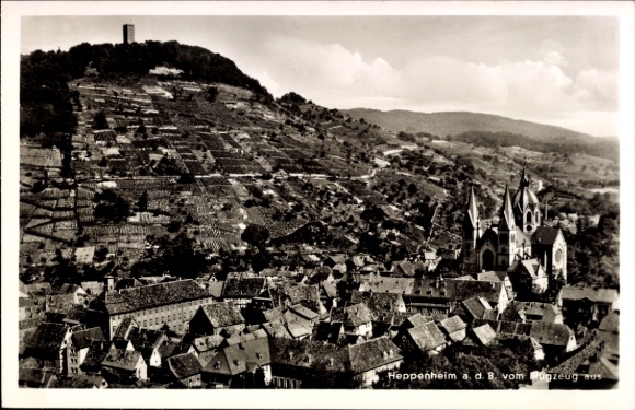 Ak Heppenheim an der Bergstraße,  Weinberge, Stadtansicht, Kirche