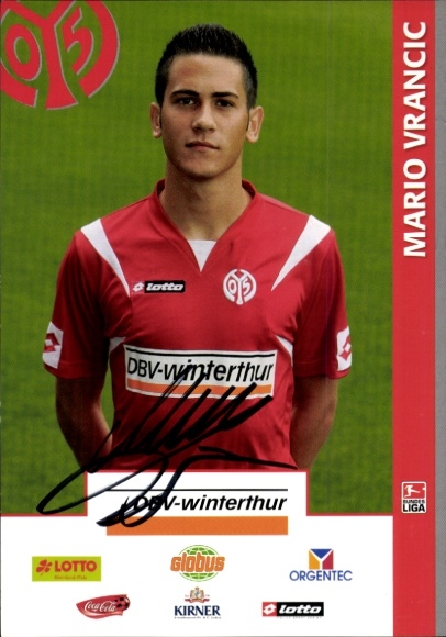 Autograph card footballer Mario Vrancic, 1. FSV Mainz 05