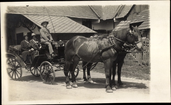 foto Ak Vendolí Stangendorf Svitavy Zwittau Pardubice Regio, rijtuig, paarden