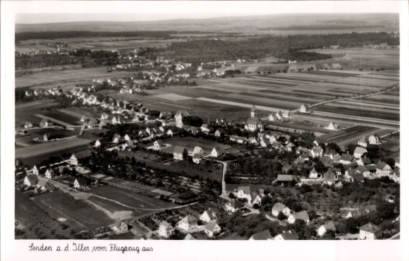 Postcard Senden in Swabia, aerial photograph