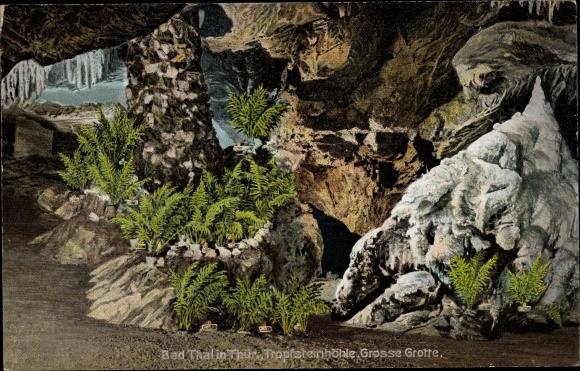 Postcard Thal Ruhla in the Wartburg district of Thuringia, stalactite cave, large grotto