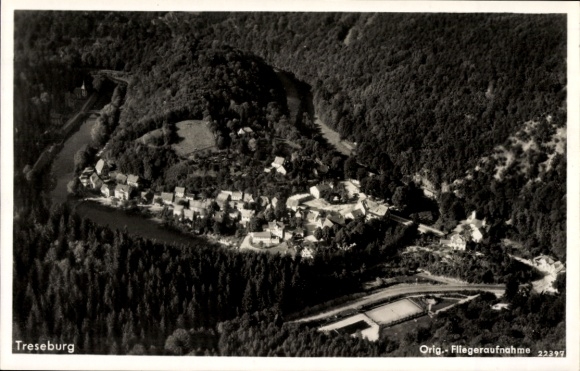 Ansichtkaart Treseburg Thale in de Harz, luchtfoto