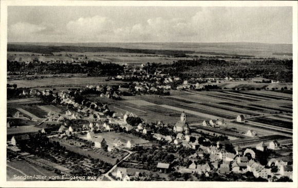 Postcard Senden in Swabia, aerial photograph
