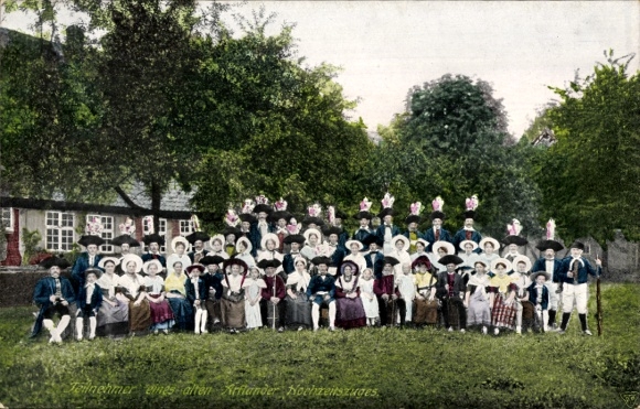 Ak Badbergen Artland, huwelijksfeest, klederdracht, klederdrachtfestival