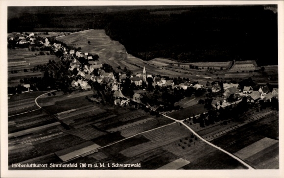 Postcard Simmersfeld in the Black Forest, aerial photograph