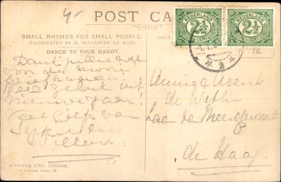 Artist Postcard Willebeek Le Mair, Little Rhymes for Little People, Dance to Your Father