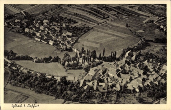 Postcard Sylbach Haßfurt in Lower Franconia, aerial photograph