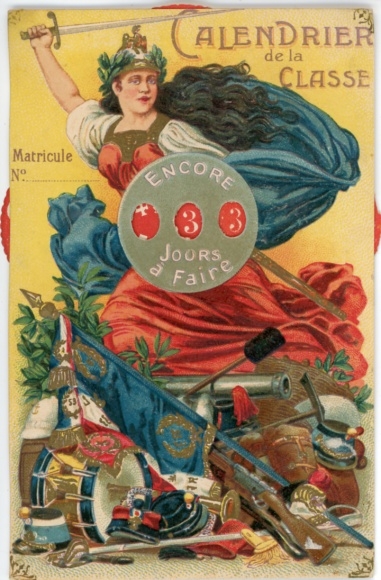Mechanical Postcard Calendrier de la Classe, soldier's calendar with rotating disc, France