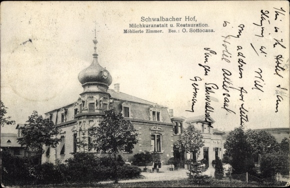Postcard Schwalbach in the district of Saarlouis, milk sanatorium O. Sottocasa