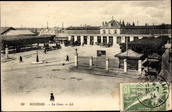 Postcard Bourges-Cher, La Gare