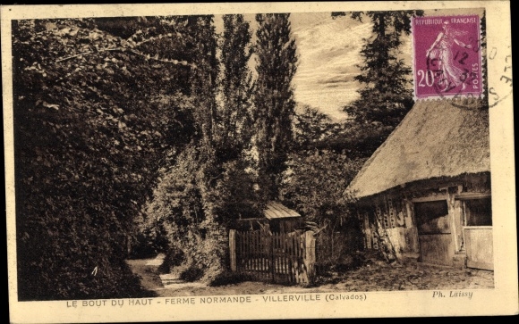 Postcard Villerville Calvados, le Bout du Haut, Ferme Normande, farm, thatched roof