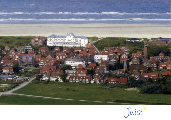 Postcard North Sea resort Juist in East Frisia, total view