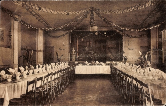 Postcard Berlin Reinickendorf, Restaurant Kastanienwäldchen, dining room