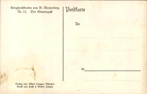 Artist Postcard Wennerberg, Bruno, regular guest, soldier at the table, waitresses
