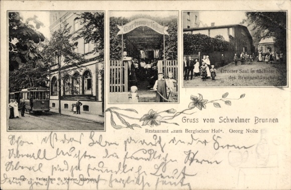 Ak Schwelm in Westfalen, Schwelmer Brunnen, Restaurant zum Bergischen Hof, eigenaar Georg Nolte