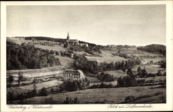 Postcard Westerburg in the Westerwald, Church of Our Lady, panorama