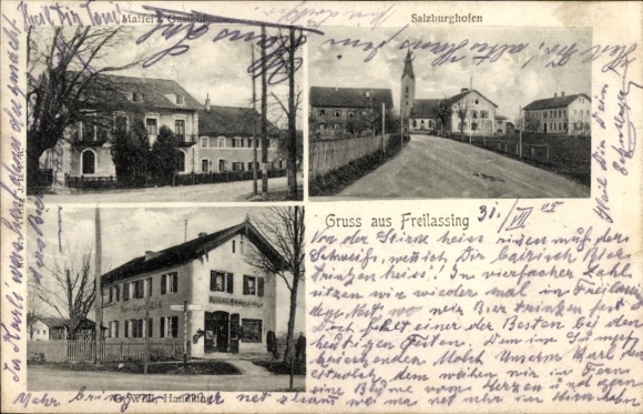 Postcard Freilassing in Berchtesgadener Land Upper Bavaria, Salzburghofen, Maffei's Gasthof, O. Willi
