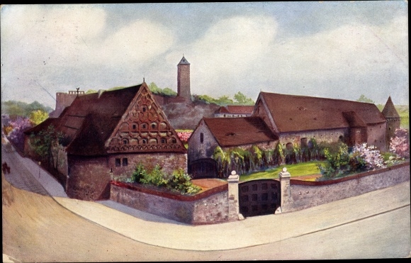 Künstler Ak Halle an der Saale, Südfront der Unterburg Giebichenstein