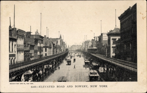 Postcard New York City USA, Hochstrasse and Bowery