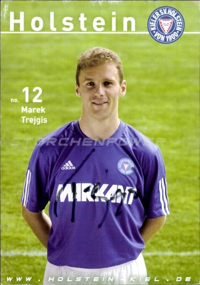 Autograph card footballer Marek Trejgis, Holstein Kiel, autograph