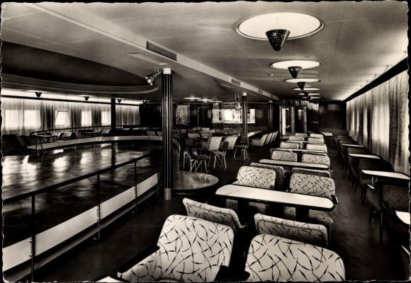 Postcard FDGB holiday ship GTMS Fritz Heckert, Tanzsalon
