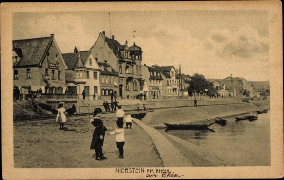 Postcard Nierstein in Rhineland Palatinate, part on the Rhine