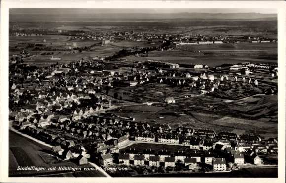 Ak Sindelfingen in Württemberg, Luftaufnahme von Sindelfingen und Böblingen, Landschaft, Häuser