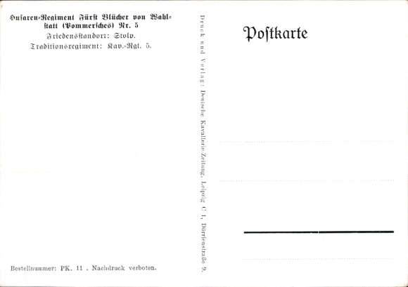 Artist Postcard Merté, Oskar, Hussar Regiment Prince Blücher of Wahlstatt No. 5