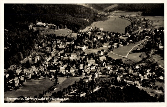 Postcard Bad Herrenalb in the Black Forest, aerial photograph